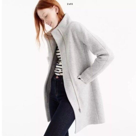 NWT 6 Cocoon Coat Italian Stadium Cloth Wool Heathered Dusk Gray - Picture 2 of 12